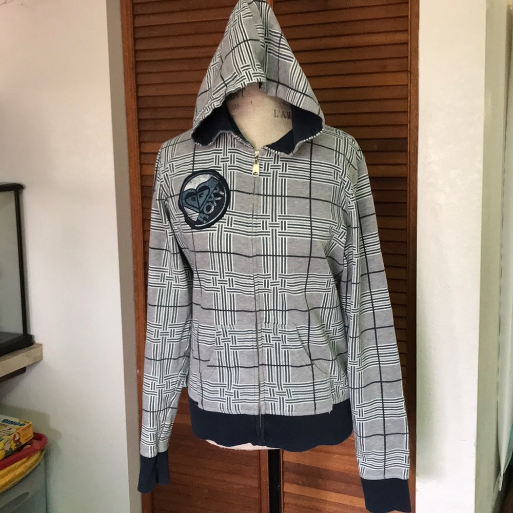 Girls XL Roxy plaid full zip hoodie (EUC)